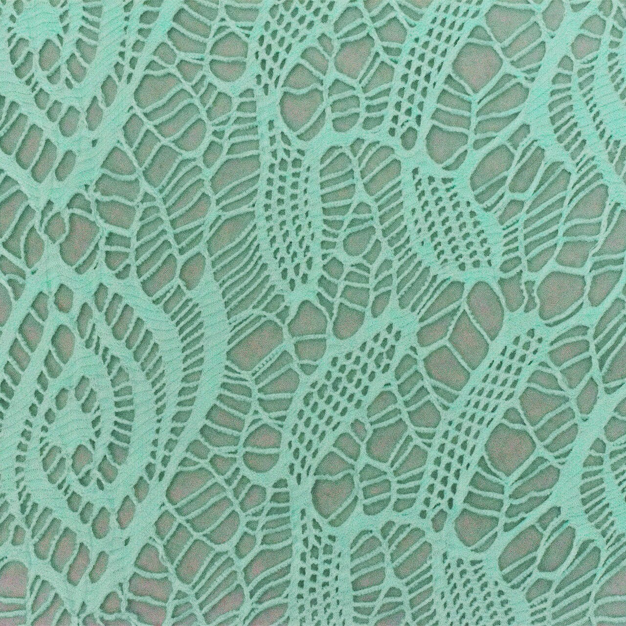 Beachy Teal Abstract Stretch Poly Crochet Knit Fabric By the Yard